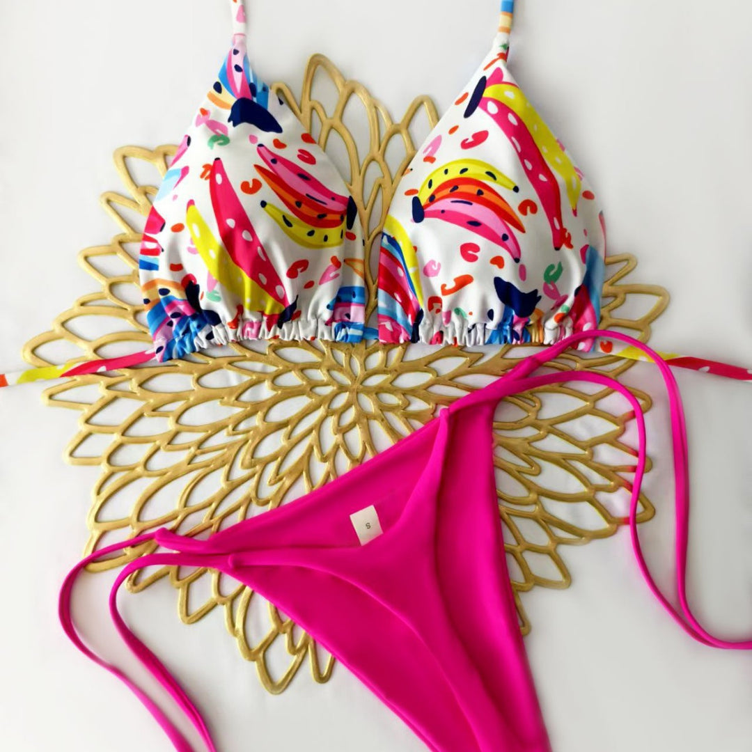 Damer Bikini-sæt med trendy dyretryk og moderigtigt sløjfe-detalje Skovae