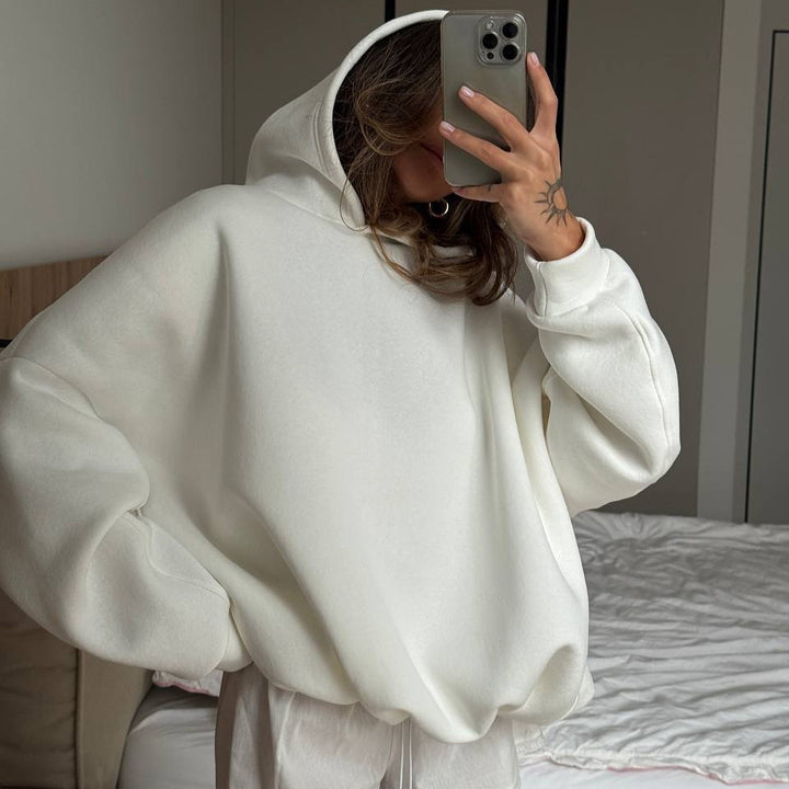 Kvinder oversized hoodie med brede ærmer og ribbet kant Skovae