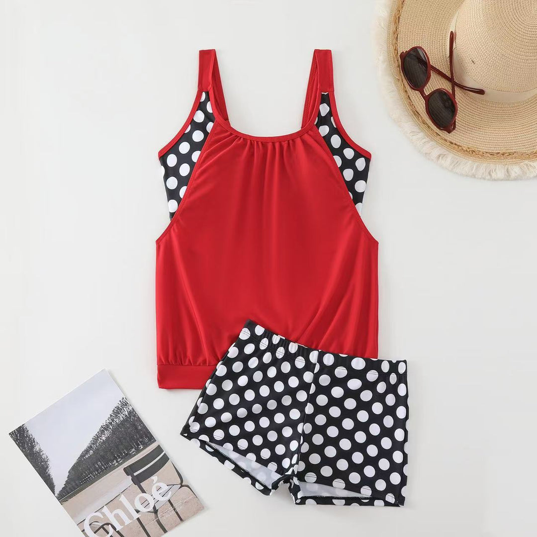 Dame sporty tankini med polka-dot-design Skovae