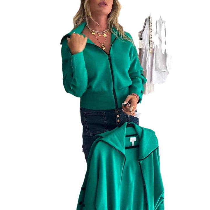 Dame elegant strikjakke med legende knapdesign Stilla