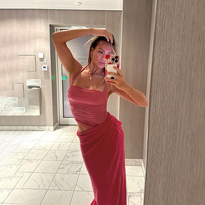 Dame elegant wrap kjole med off-shoulder design og flydende stof Skovae