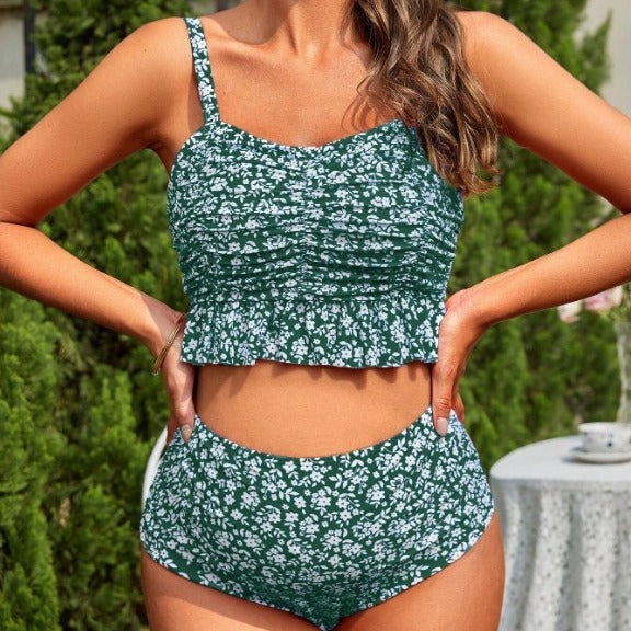 Dame Højtaljede Rynkeskjorte Bikini-Sæt Stilla