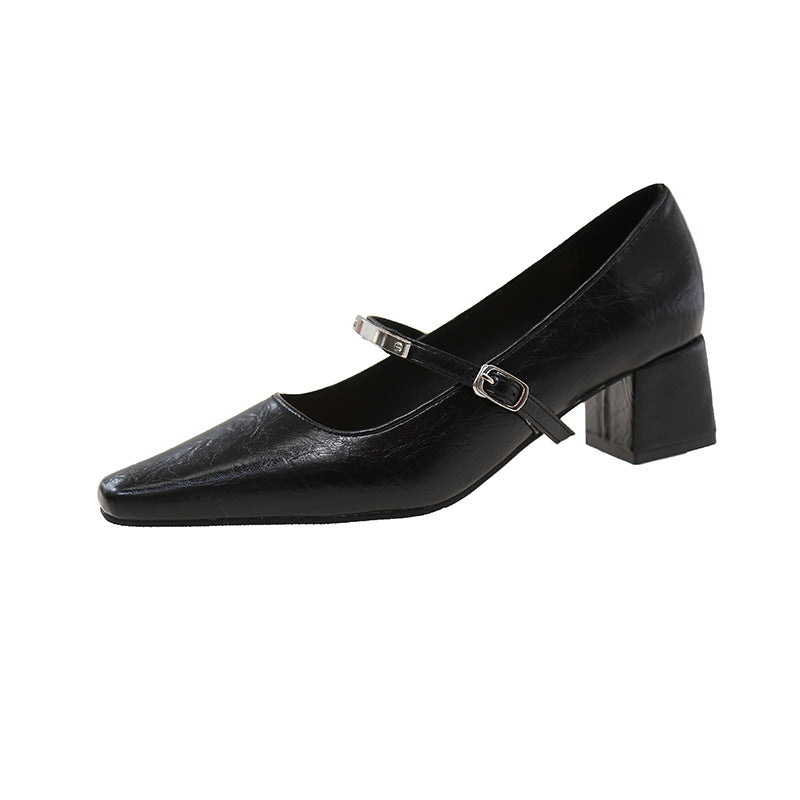 Dame elegante spidsede Mary Jane pumps med blokhæl design Stilla