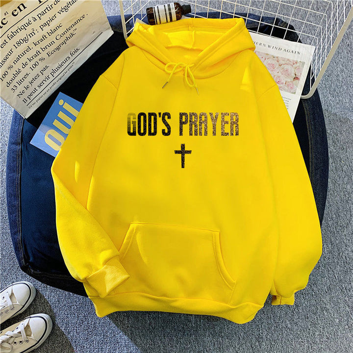 Damehoodie med unik lettering og krydsdesign Skovae