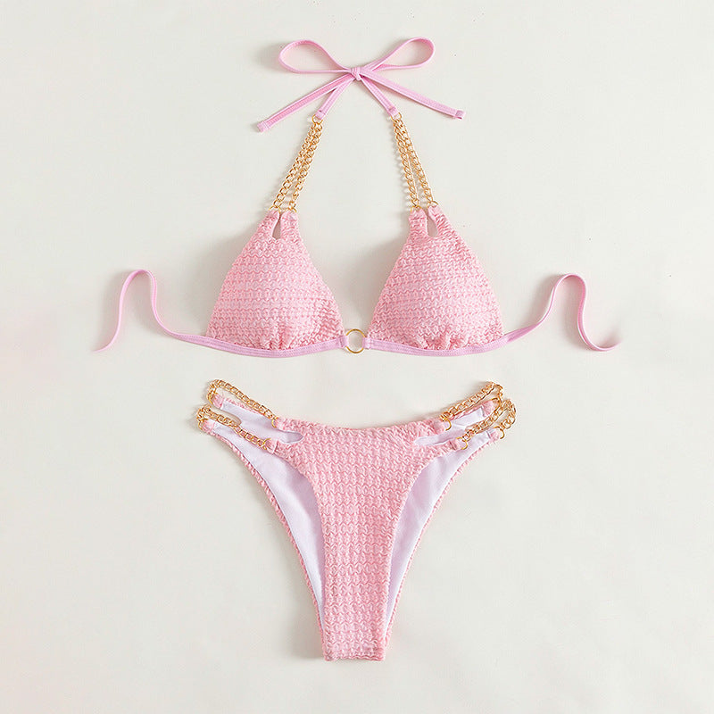 Dame triangel-bikini med karakteristisk kæde-design Skovae