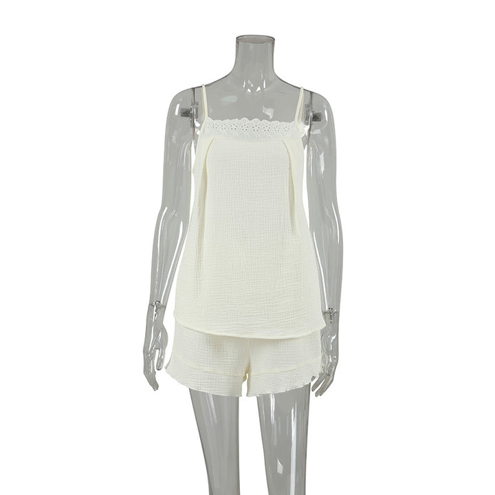 Dame afslappet shorts jumpsuit med spids og elastisk liv Stilla