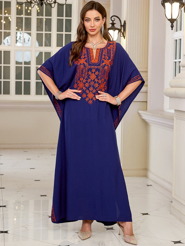 Dame kaftan med kunstnerisk broderimønster og sidelommer Stilla