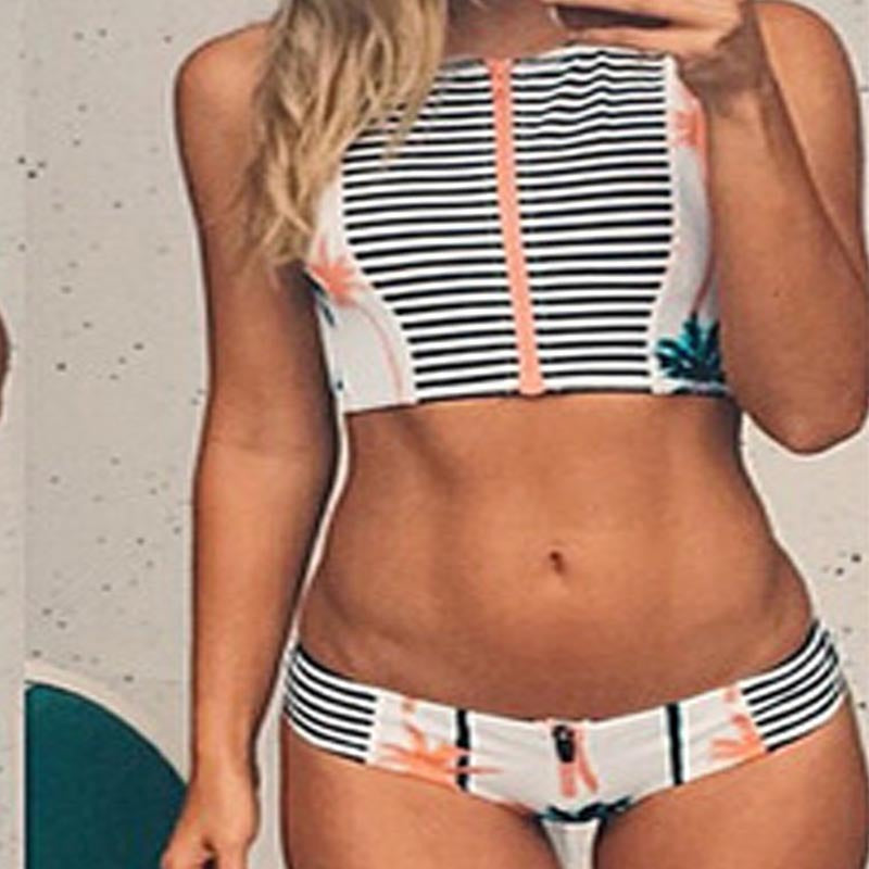 Dame Cropped Bade sæt med asymmetrisk lynlås Skovae