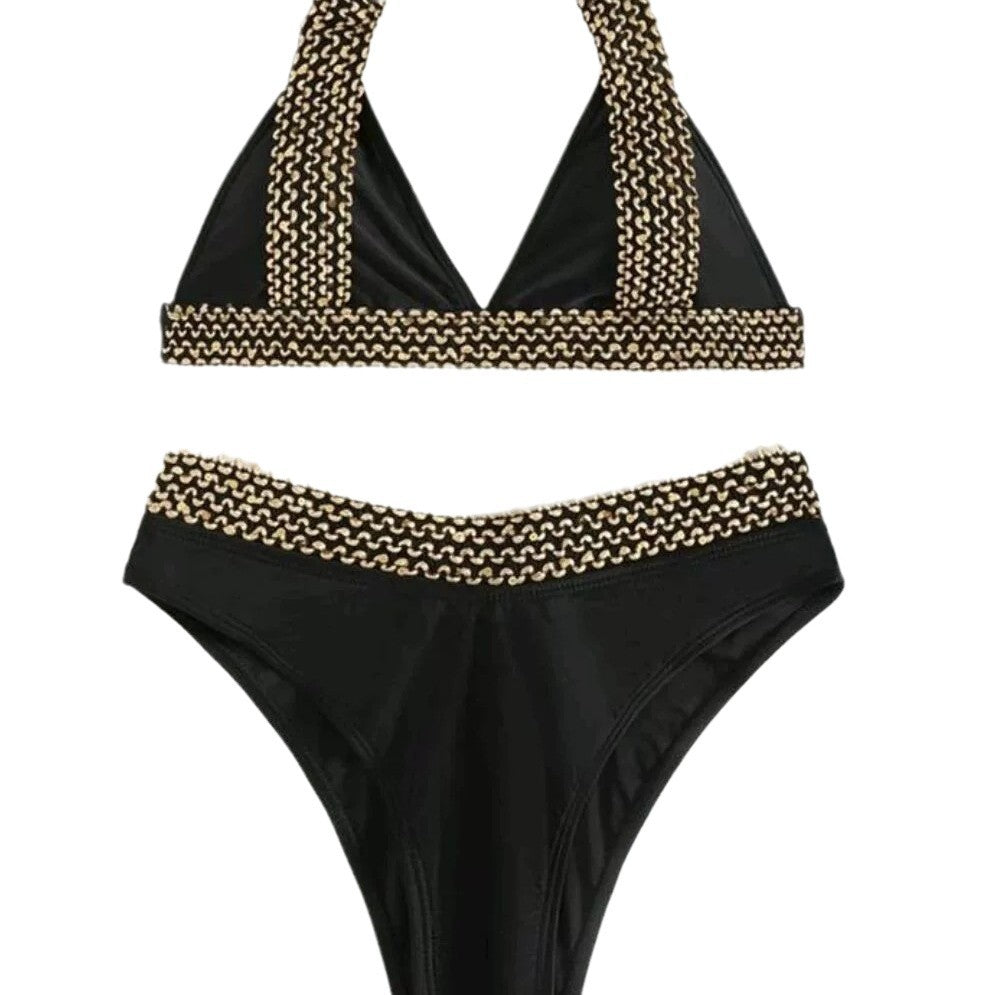 Dame Halterneck-bikini-sæt med kæde-detalje Stilla