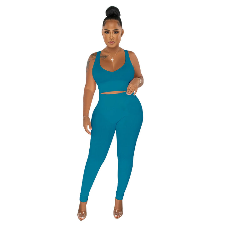 Dame Sporty Sæt bestående af Crop Top og High-Waist-Leggings Stilla