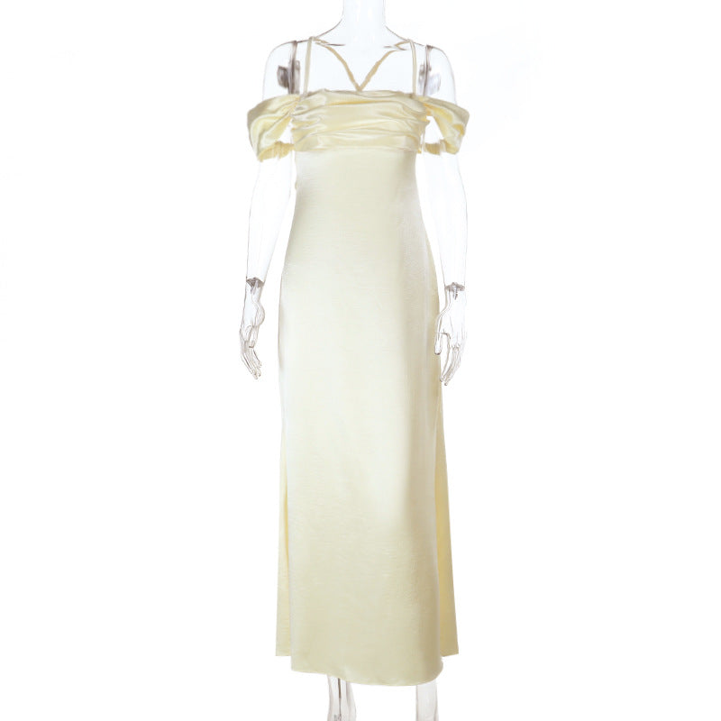 Dame Off-Shoulder Maxikjole med elegant indviklingsdesign Skovae