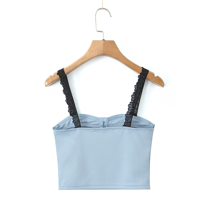 Dame Crop-Top med fine spidse accenter og dekorativ snørredesign Stilla