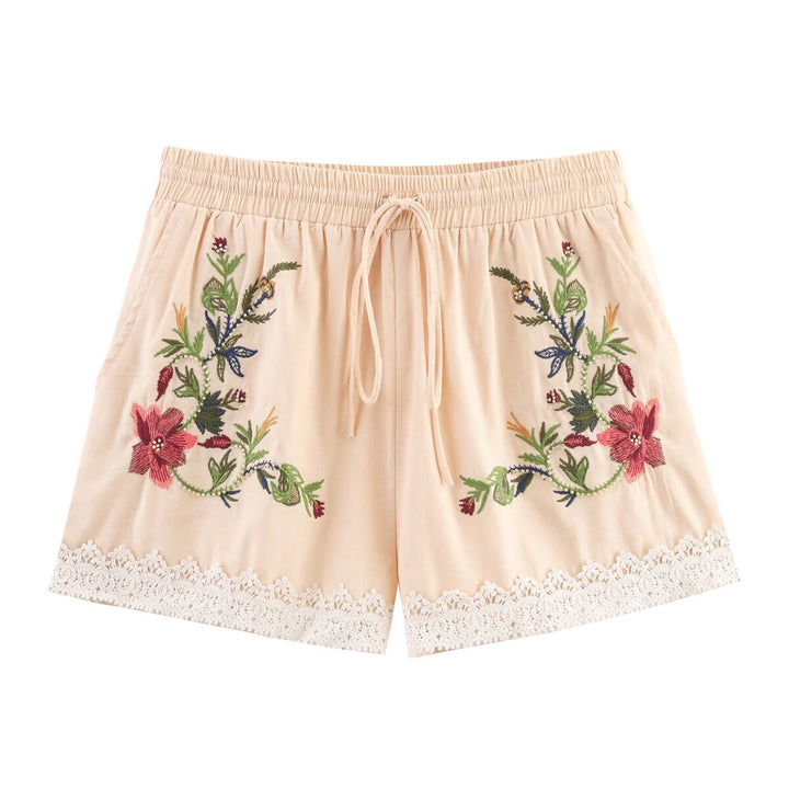 Femme Bestickede Blomster-Shorts Stilla