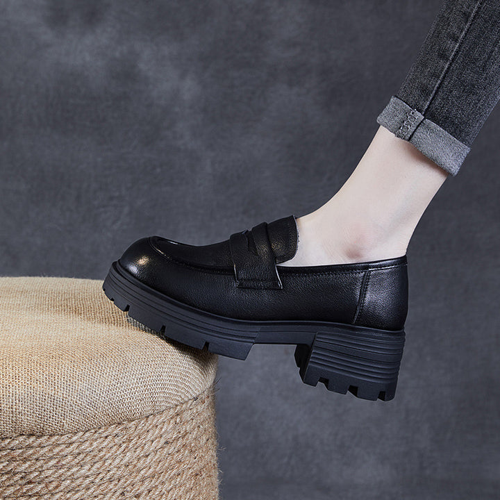 Dame Chunky Lug-sål Loafers med dekorativ rem Stilla