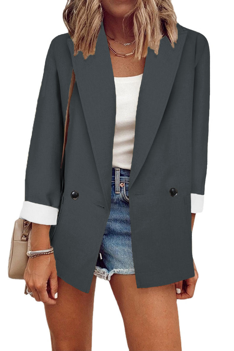 Dame afslappet oversized blazer med to knapper og dybe lommer Stilla