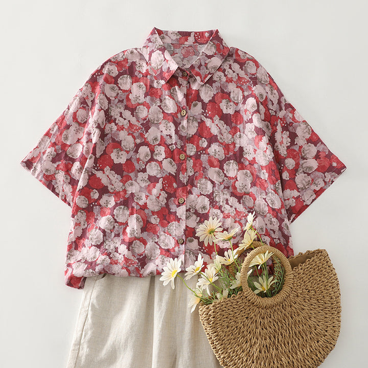 Damebluse i loose fit med blomstermønster Stilla