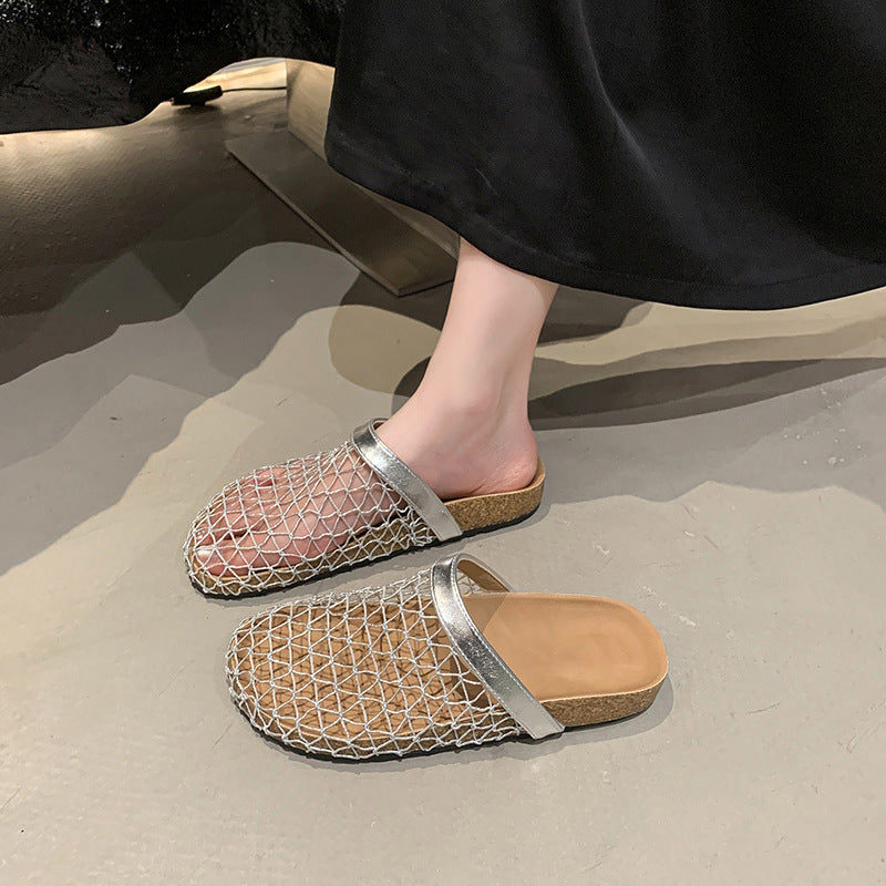 Femme Open-Toe Mesh Slide Mules med behagelig korkfodbed Stilla