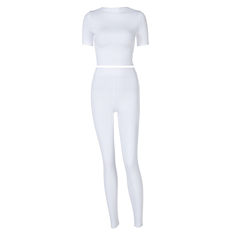 Dame sæt bestående af figursyet crop-top og sporty leggings Stilla