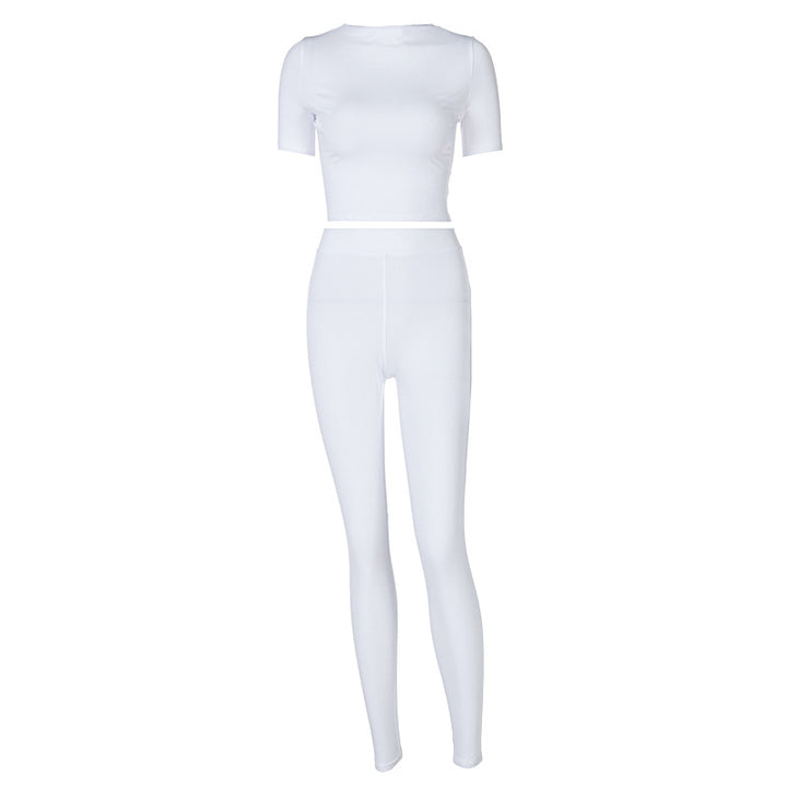 Dame sæt bestående af figursyet crop-top og sporty leggings Stilla