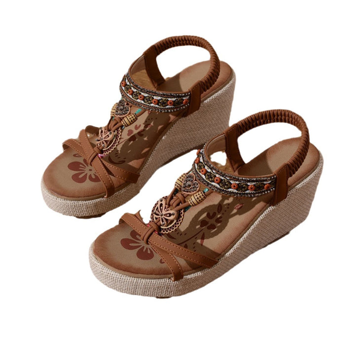 Damer Elegante Wedge-sandaler med kunstneriske udsmykninger og antibakteriel sål Stilla
