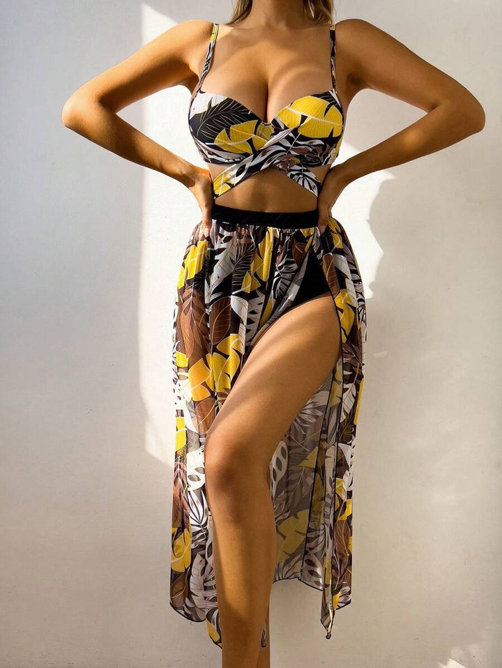 Dame bikini sæt med elegant indpakningsdesign og sofistikeret blomster mønster Stilla