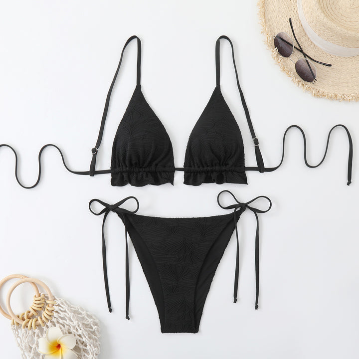 Dame triangel-bikini med rynkedetaljer Skovae