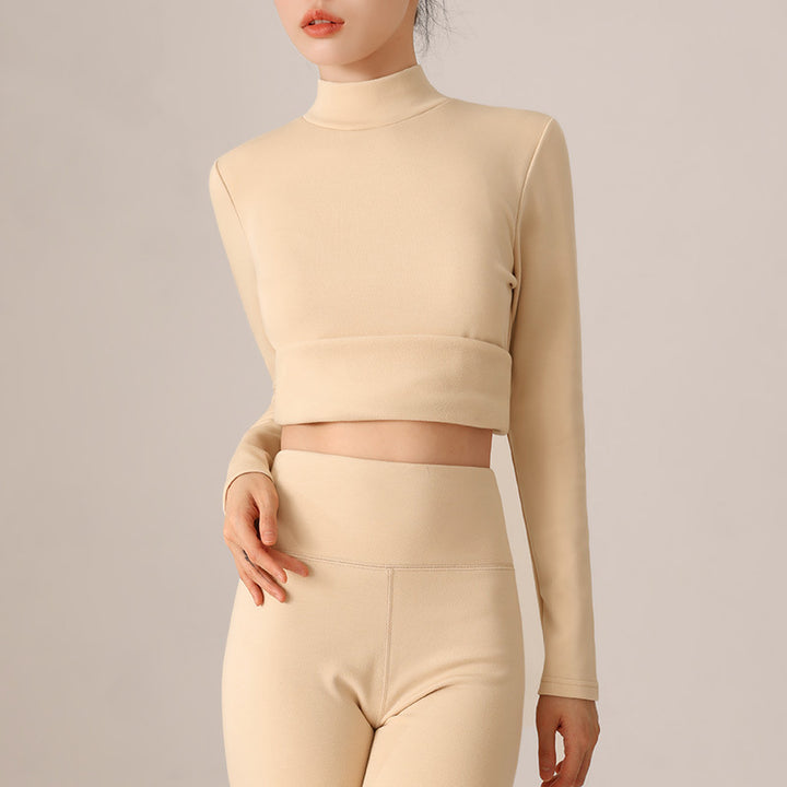 Dame sporttop med stilfuldt rullekrave og trendy cropped længde Stilla