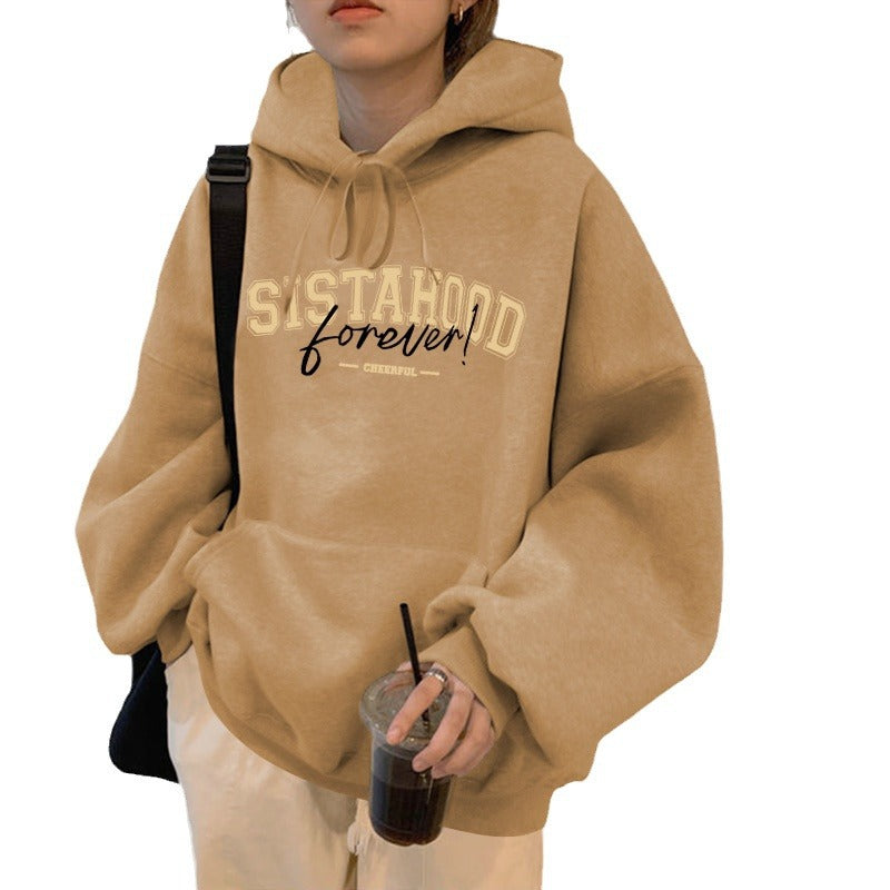 Kvinders hoodie med kreativ tekst og afslappet oversized pasform