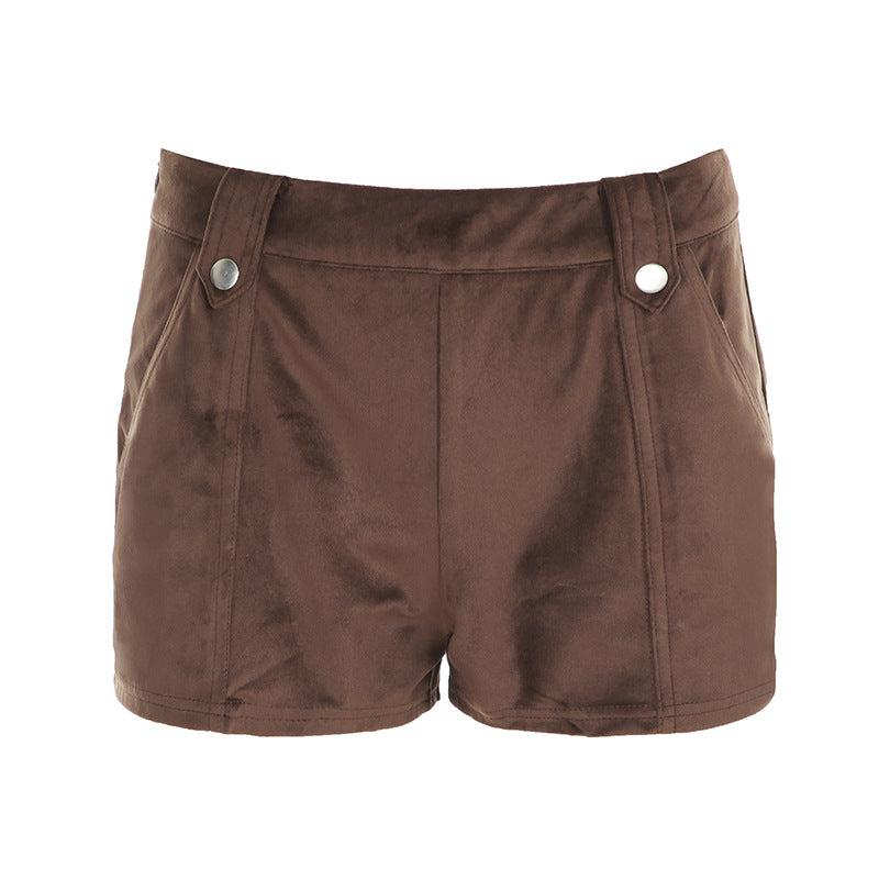 Damer mode Kunstlæder shorts med elegante detaljer Skovae
