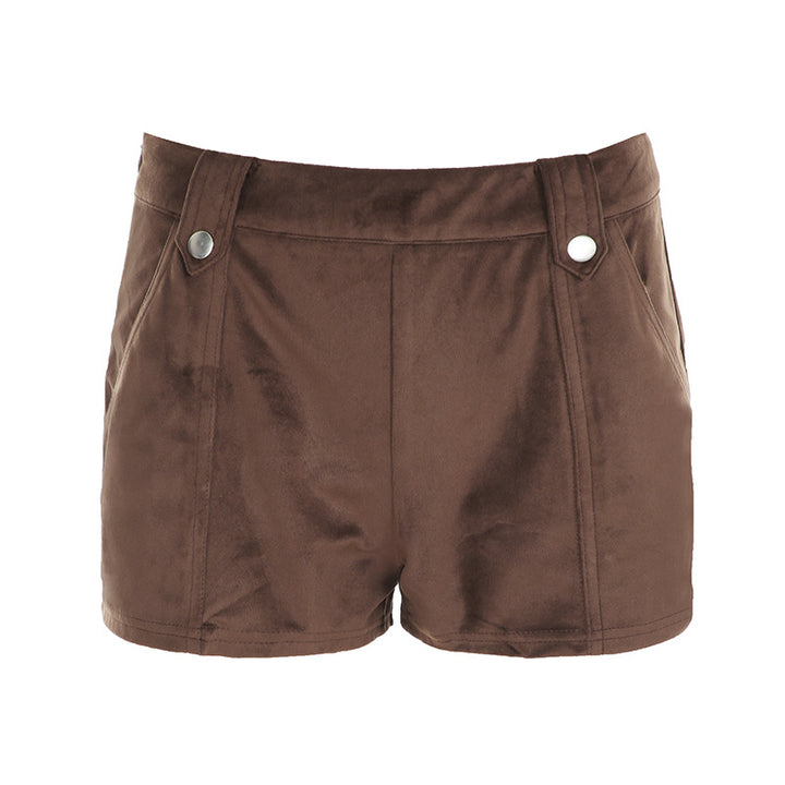 Damer mode Kunstlæder shorts med elegante detaljer Skovae