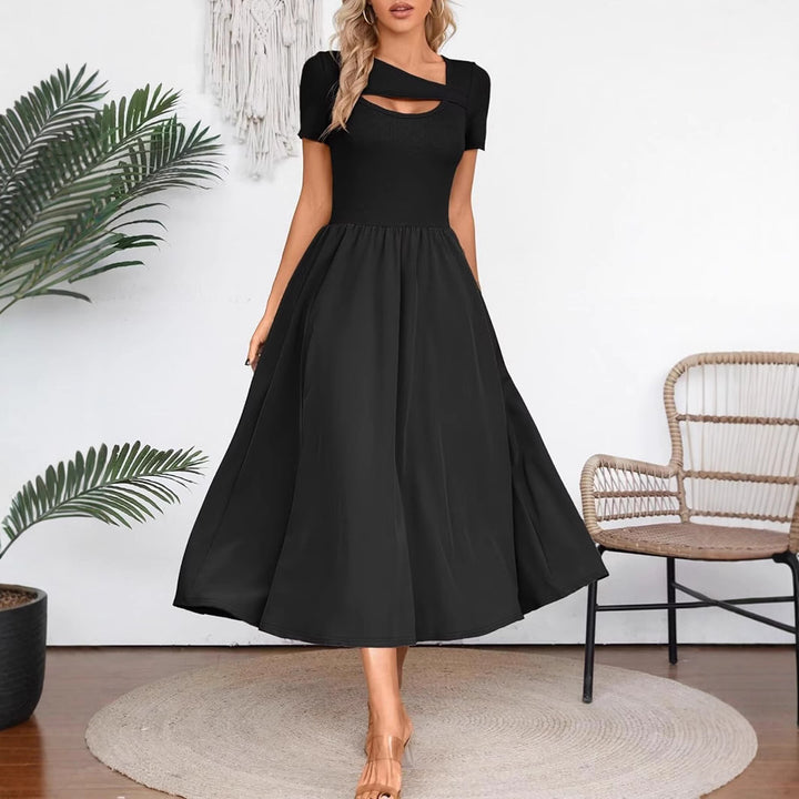 Dame Elegant Maxi-Kjole med innovativt Cut-Out-design og vidde nederdel Stilla