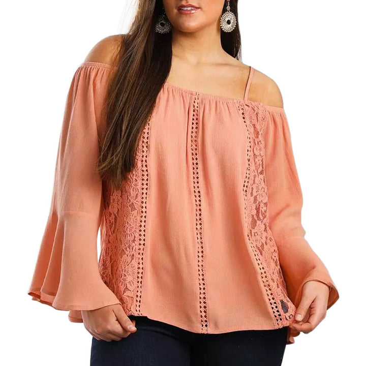 Dame Offshoulder Bluse med spidse accenter og vide ærmer Stilla