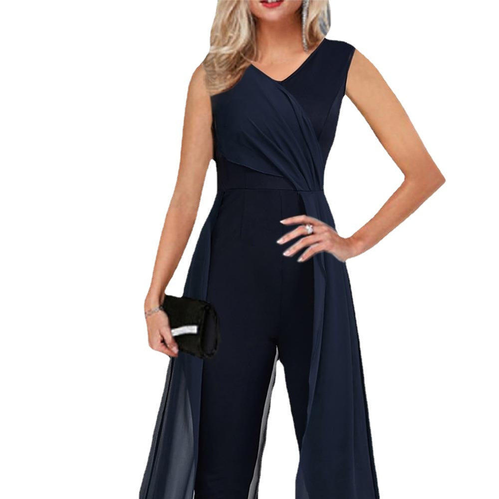 Elegant maxi overall til damer med gennemsigtig overlay Stilla
