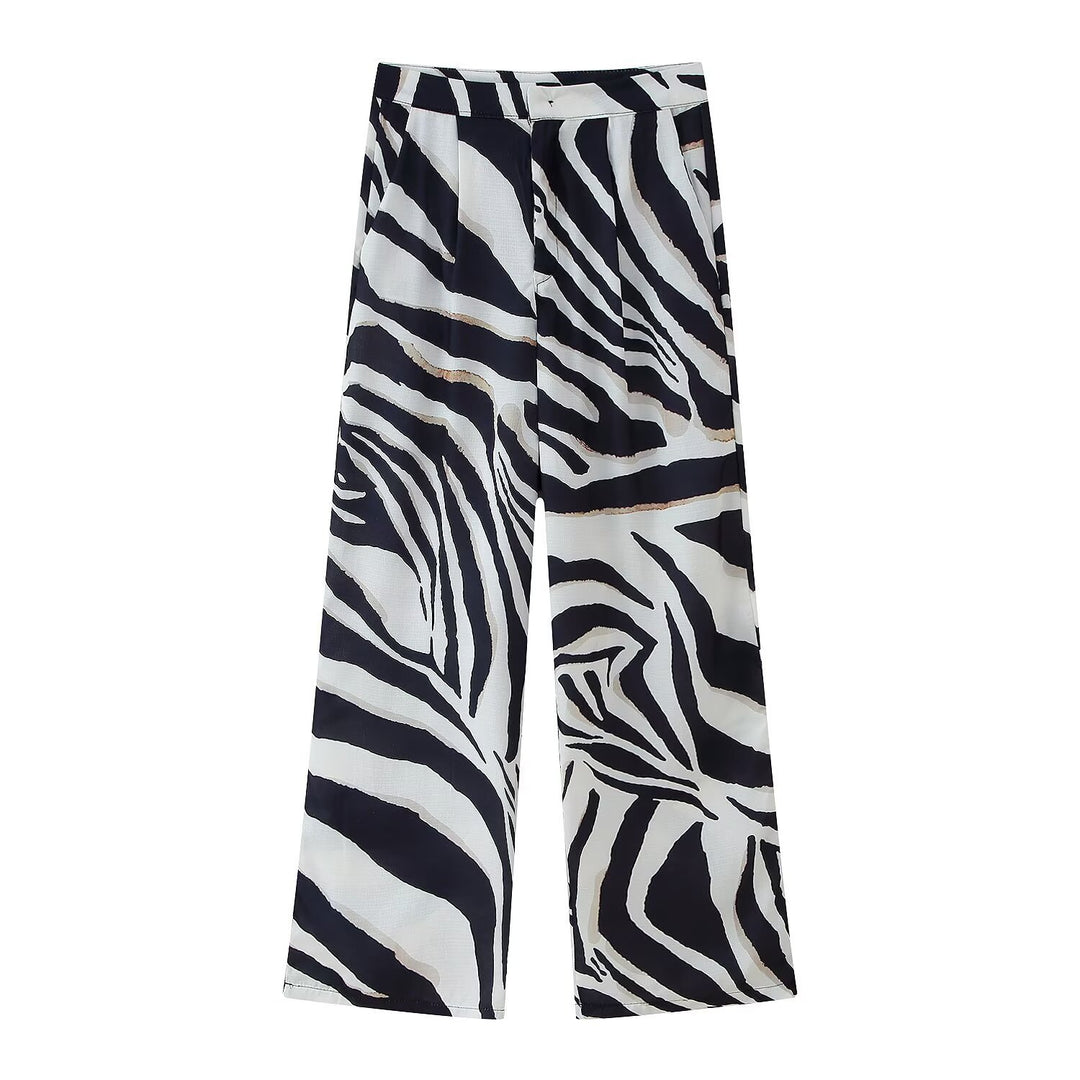 Dame vidde Palazzo-bukser med zebra-mønster Stilla