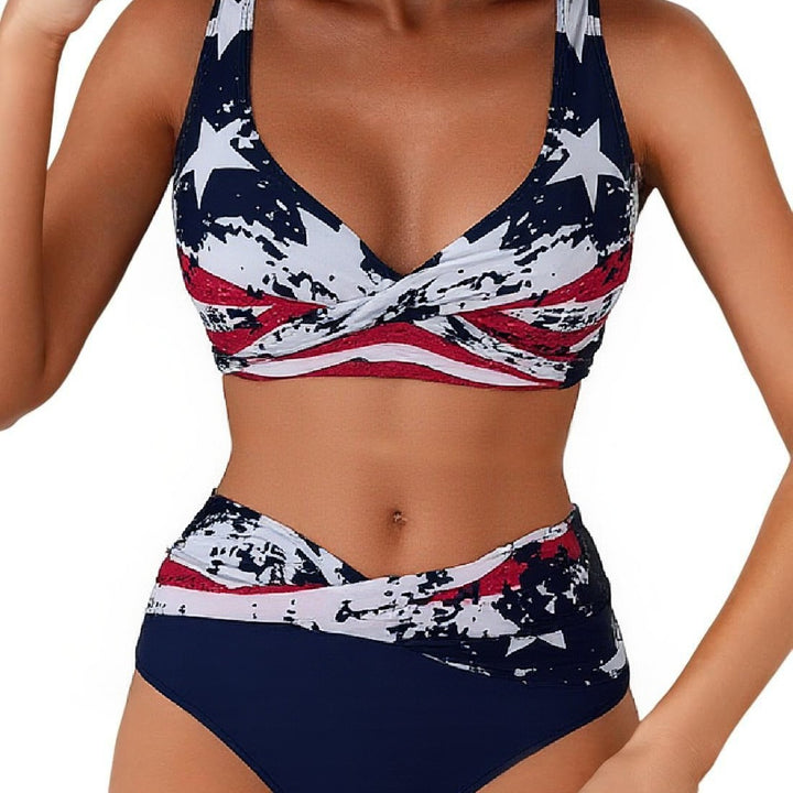Damer sporty bikini sæt med højskåret talje Skovae