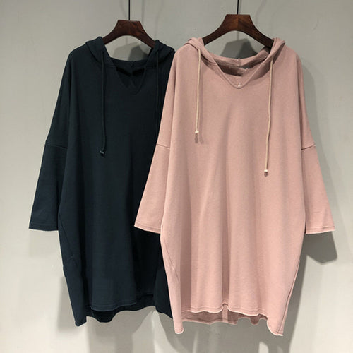 Kvinders hoodie kjole med generøs pasform og hætte Skovae