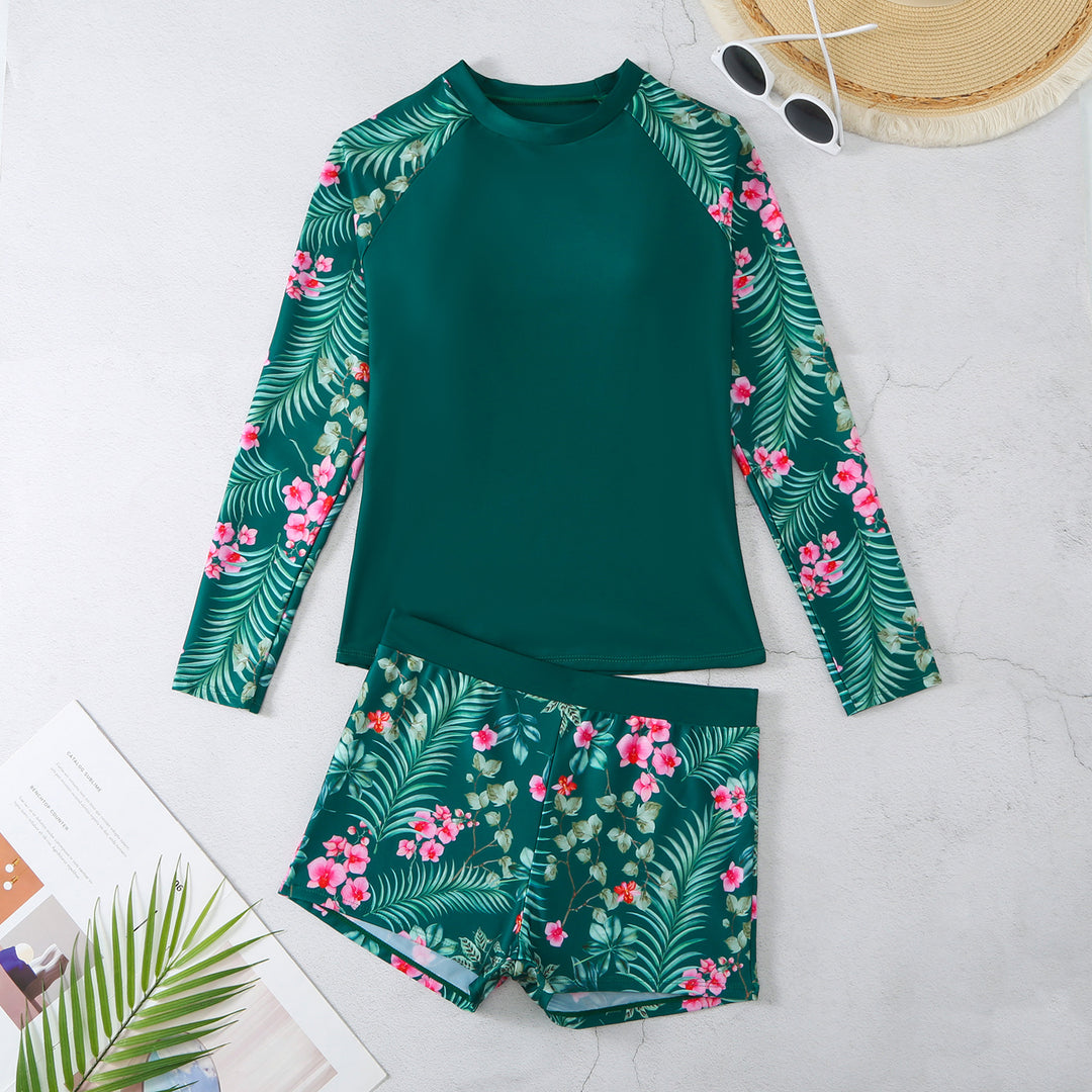 Dame UV-beskyttelse Surf-Sæt med langærmet Rashguard og Shorts Stilla