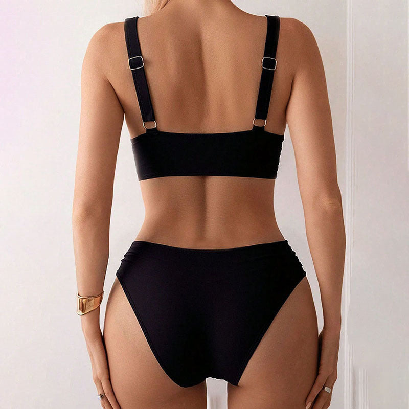 Dame højtaljeret bikini med smagfuld indpakningsdesign Skovae