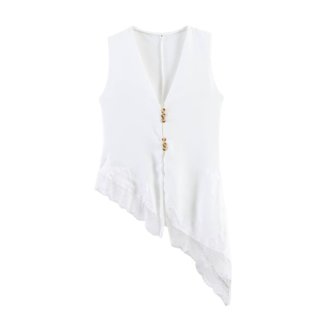 Dame asymmetrisk vest med elegant spids Skovae