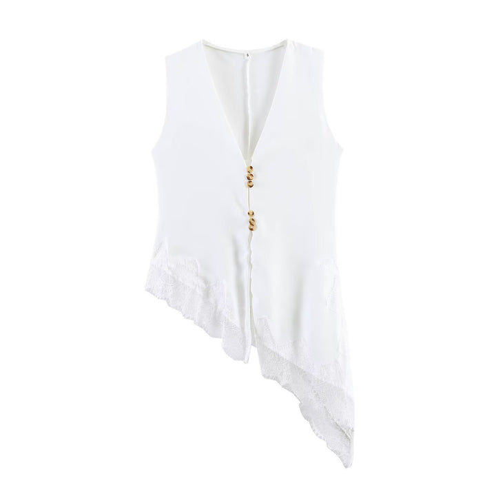 Dame asymmetrisk vest med elegant spids Skovae
