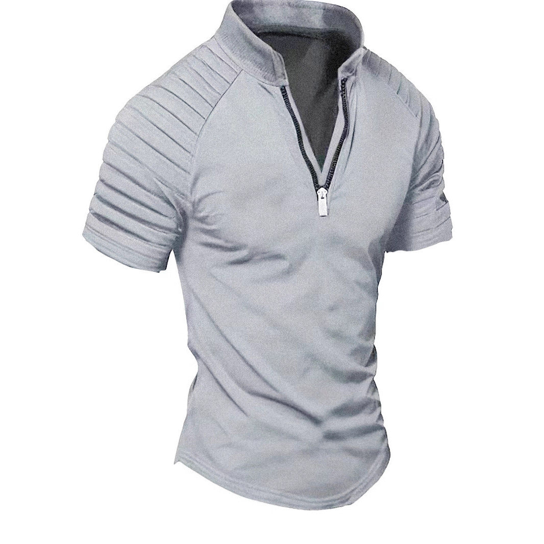 Herre Sporty Kortærmet T-Shirt med struktureret Lynlås Stilla