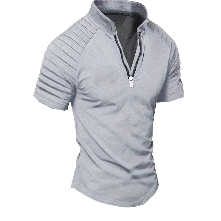 Herre Sporty Kortærmet T-Shirt med struktureret Lynlås Stilla