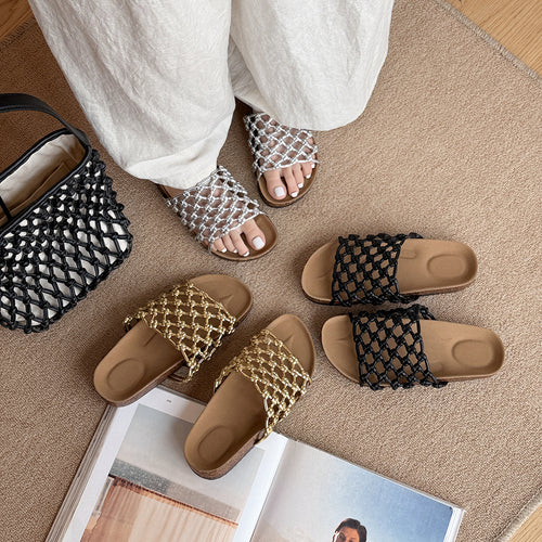 Femme Stilfulde Flettede Slide Sandaler Stilla