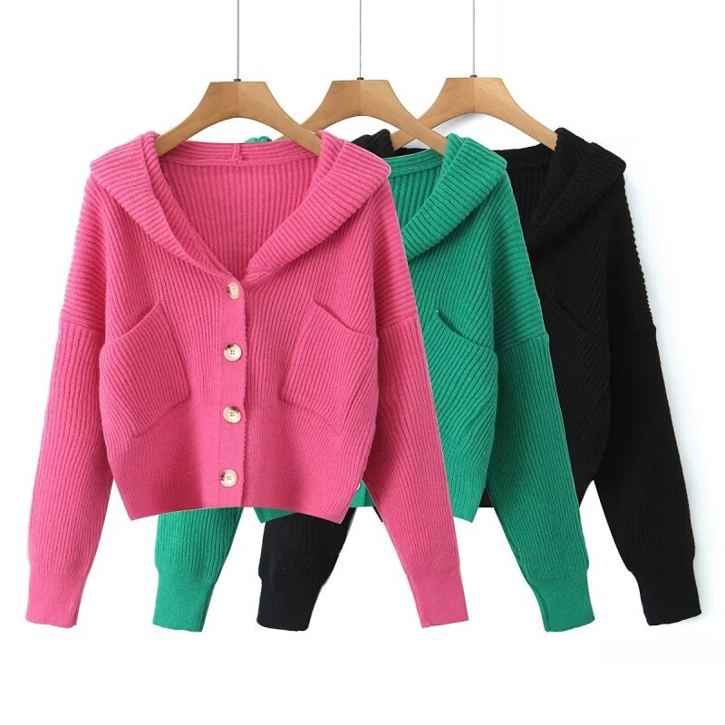 Kvinder Cozy Cardigan med hætte og knaplukning Stilla