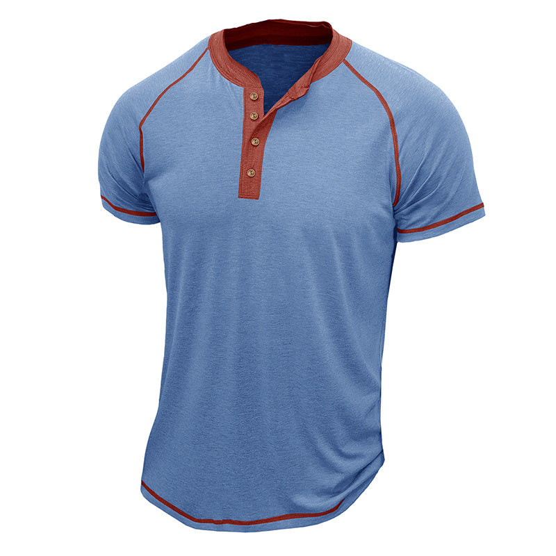 Herrer Kortærmet Henley-T-shirt med kontrastdetaljer og slidstærkt stof Stilla