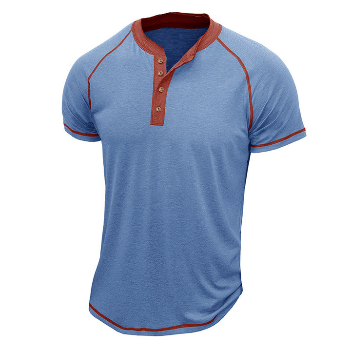 Herrer Kortærmet Henley-T-shirt med kontrastdetaljer og slidstærkt stof Stilla