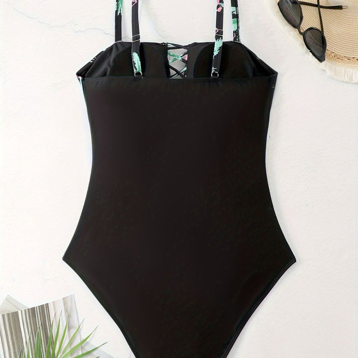 Dame énslags badesuit med raffinerede flæsedetaljer og blomsteroberdel Skovae