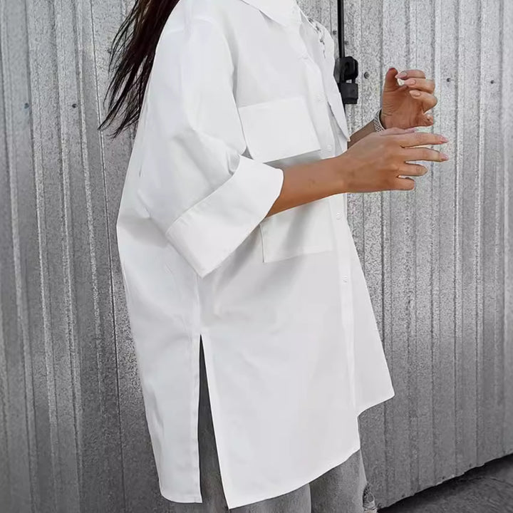 Dame Oversized Skjorte med praktiske lommer og elegant snit Stilla