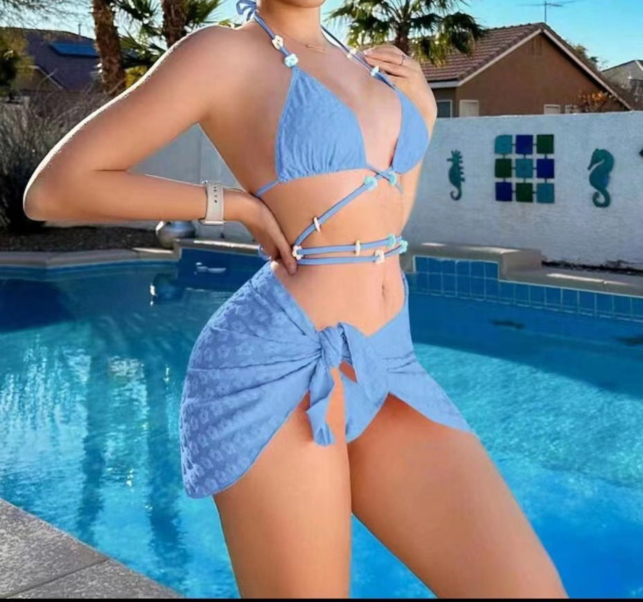 Dame Bikini-sæt med innovativt omslagsskørt Skovae