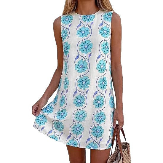 Dame sommerkjole i vintage stil med blomster mønster Skovae